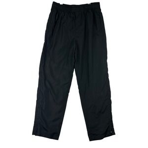 Athletic Works Track Pants Mens M Regular Black Windbreaker Ankle Zip Polyester